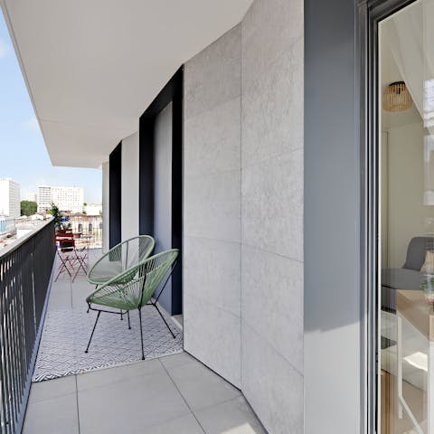 Sip your morning coffee out on the private balcony