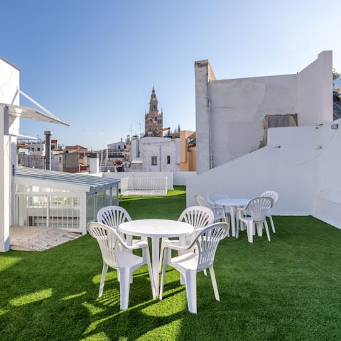 End the day with a glass of Spanish wine on the communal terrace