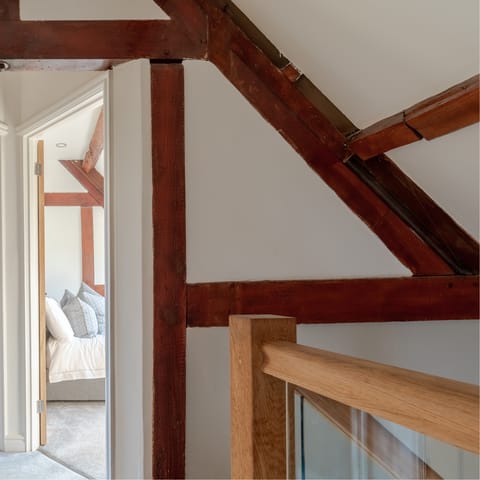 Admire the home's original wooden beams