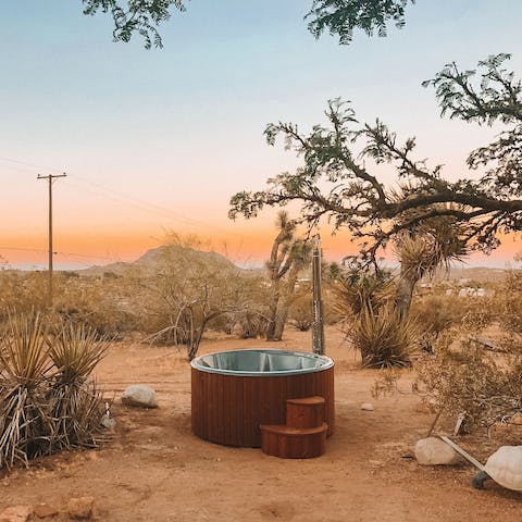Soak away your cares in the wood-fired hot tub under the star-filled night's sky