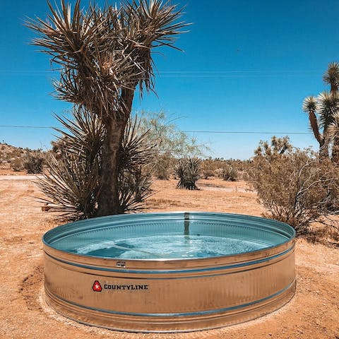 A ten-foot cowboy tub perfect for cooling off in the hot Californian sun
