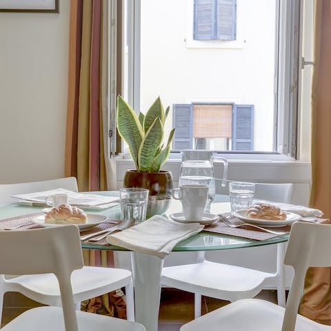 Start your day with some delicious Roman pastries at the dining table