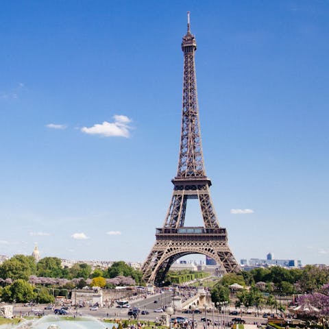 Travel twenty-seven minutes on the metro to visit the Eiffel Tower