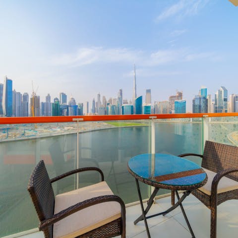 Sit out on the ninth-floor balcony and take in Dubai's impressive skyline