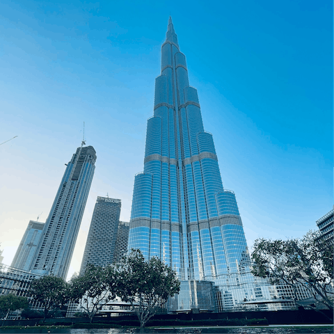 Spot the Burj Khalifa from the balcony and drive over to Downtown Dubai for a closer look