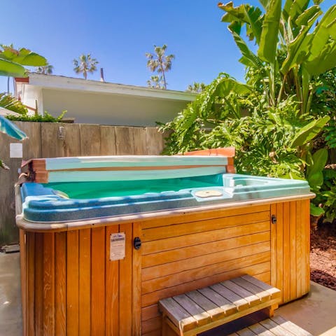 Treat your senses to long soaks in the hot tub