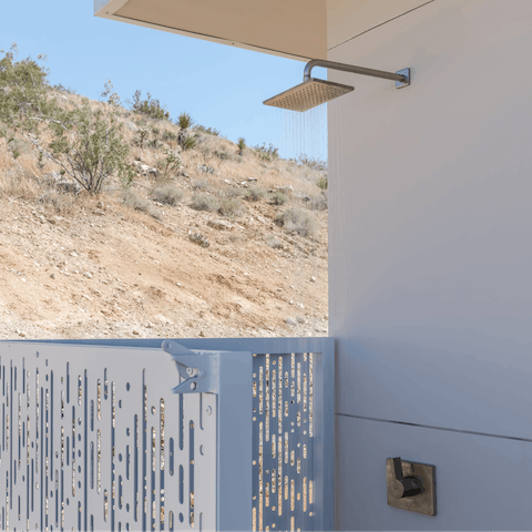 Embrace the privacy of your secluded hideaway with an outdoor shower