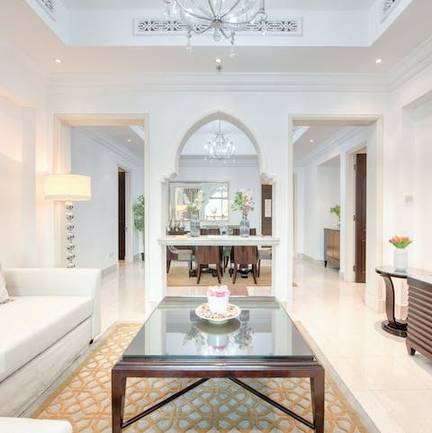 Relax in your stylish, ornate living space