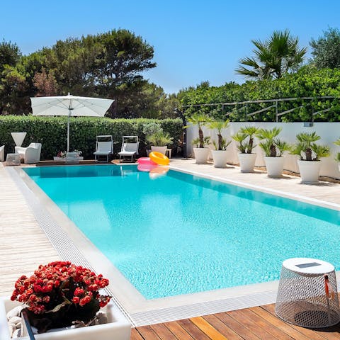 Soak up the sun and take a cooling dip in the private pool 