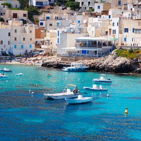 Explore the stunning port of Trapani situated a thirty-minute drive away 