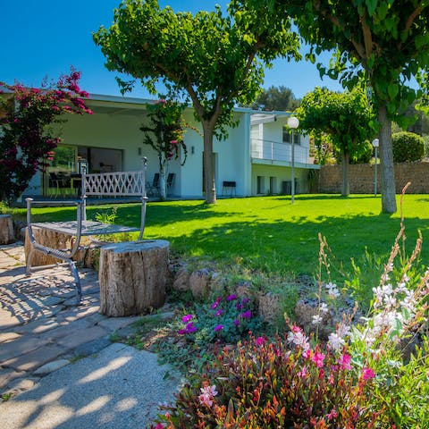 Soak up the sunshine and watch the flowers bloom in the garden