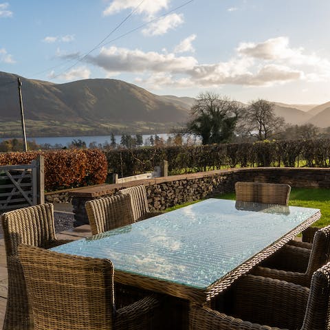 Watch the clouds float past the fells while eating dinner on the home's terrace