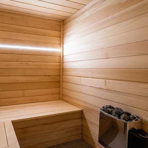 Light up the coals and rejuvenate in the sauna