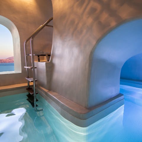 Relax in pure comfort while gazing out at the glorious views from the indoor spa pool