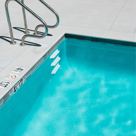 Enjoy a refreshing dip in the shared heated infinity pool