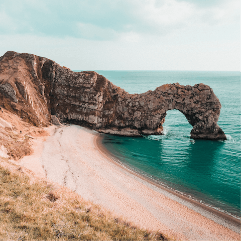 Take the short drive south to Durdle Door, a stunning spot on the sea