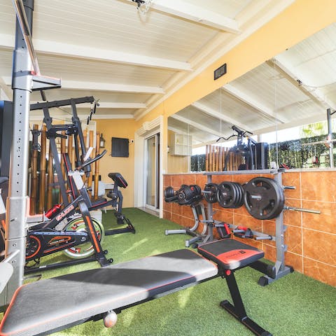 Keep up your fitness routine in the gym on the balcony