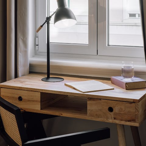 Catch up on work at the bedroom's dedicated desk
