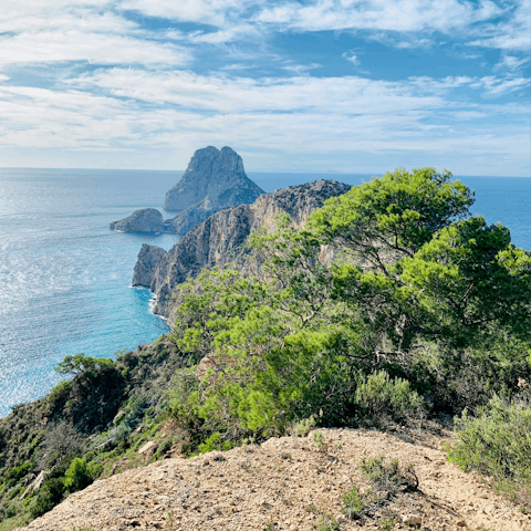 Drive fifteen minutes to Cala d'Hort for a beach day