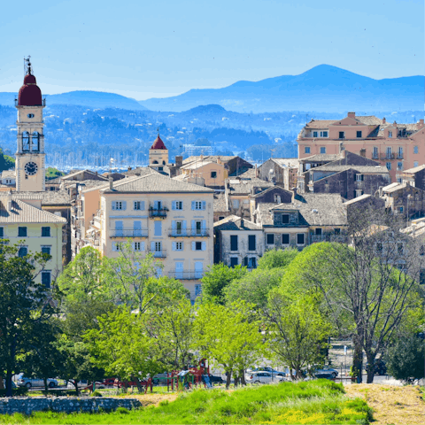 Take a fifteen-minute drive to Corfu Town