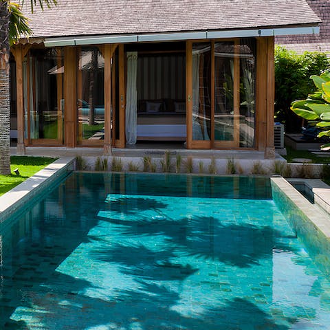 Go for a refreshing dip in the private pool 
