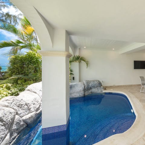 Take a dip in your private plunge pool to cool off from the Barbados heat, surrounded by palm trees
