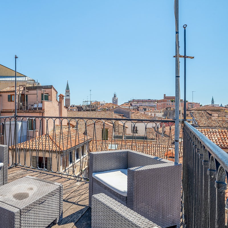 Look out to fabulous views of Venice from the rooftop terrace