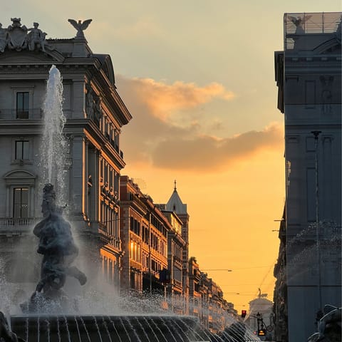 Step outside and walk to Piazza della Repubblica