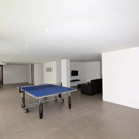 Head down to the basement hang-out room for a movie or games of ping pong