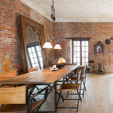 Plate up your favourite meal in the rustic kitchen-diner