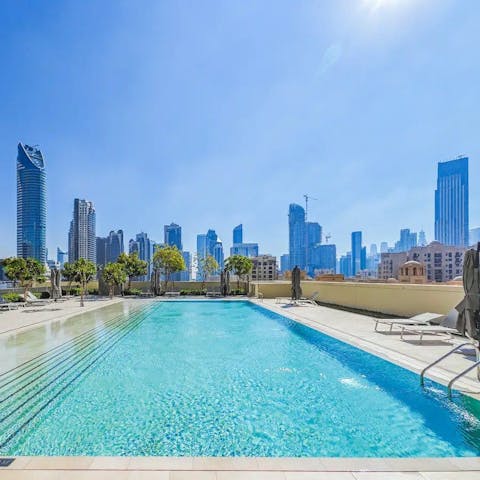 Enjoy a refreshing dip in the communal pool