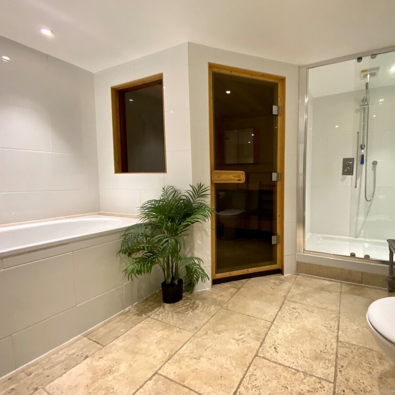 Unwind in the bathroom's sauna