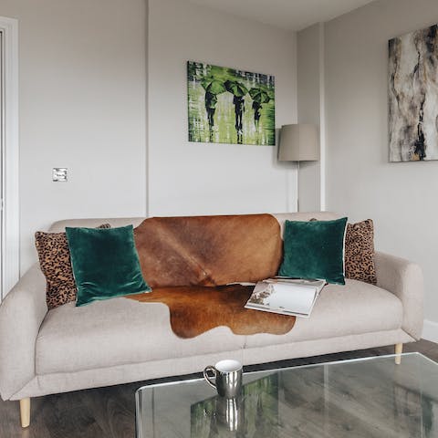 Get cosy on this stylish sofa