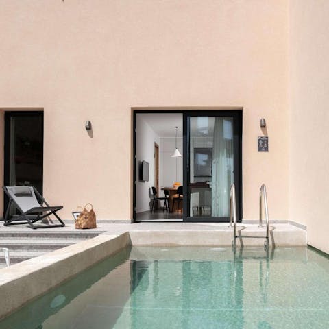 Enjoy a refreshing swim in the private pool as the Greek sun shines down