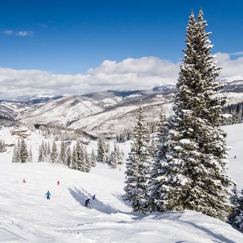 Hit the ski slopes at Breckenridge, a seven-minute drive away