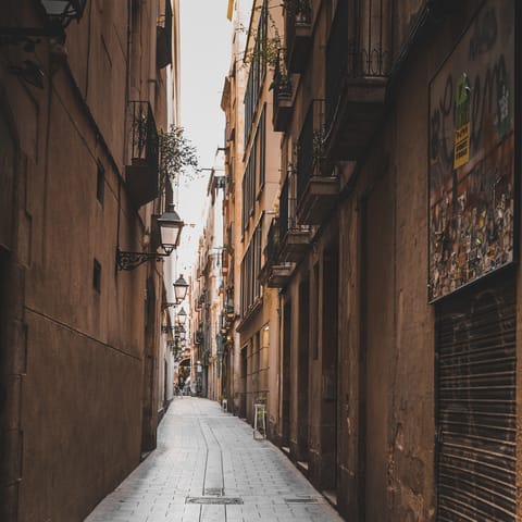 Wander the narrow streets of Barcelona's Gothic Quarter from your doorstep