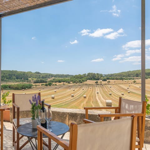 Take in the views of the golden fields from your terrace