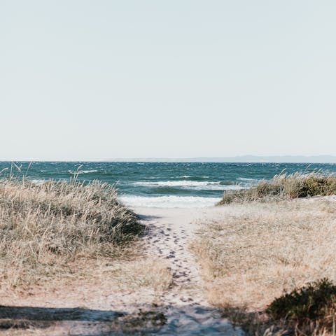 Visit the soft white sands of Grønhøj Strand, a twelve minute walk away