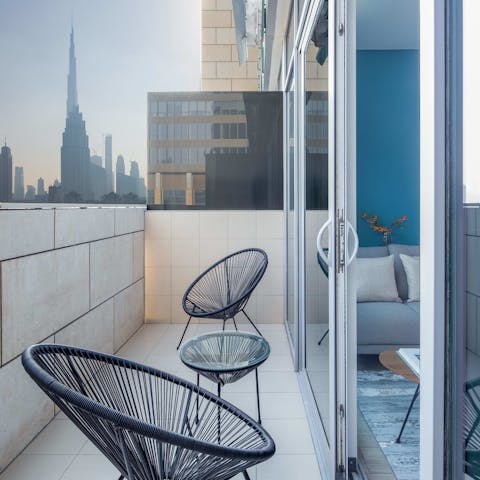Enjoy your morning cuppa on the balcony with city views stretching out before you