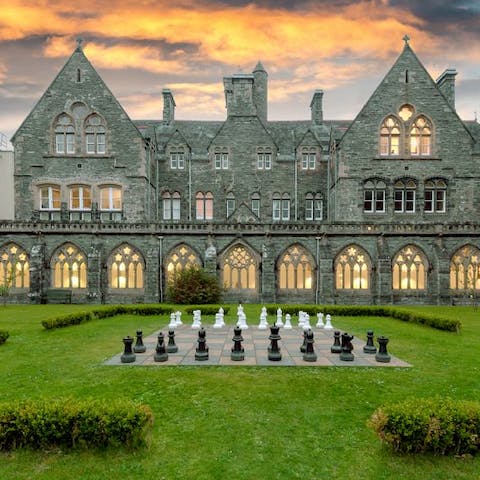 Enjoy this giant chess set on the grounds