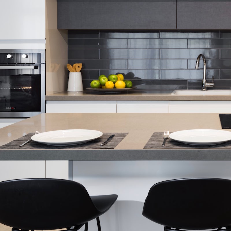 The sleek and modern kitchen
