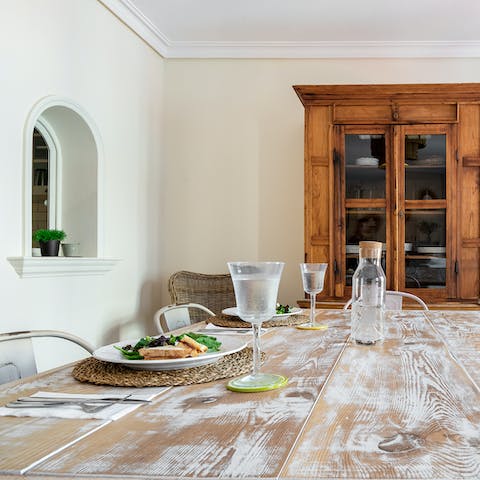 The hardwood dining table 