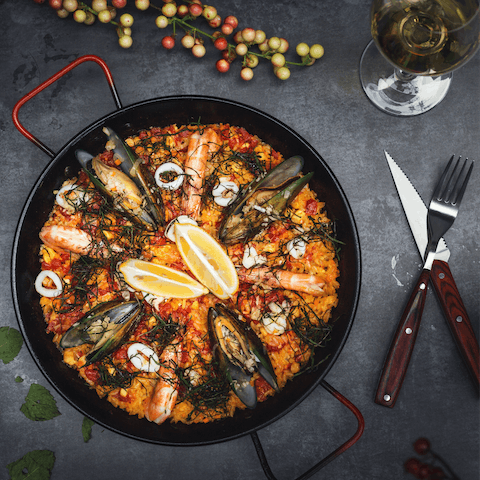 Arrange some in-villa catering with a paella or tapas menu on offer