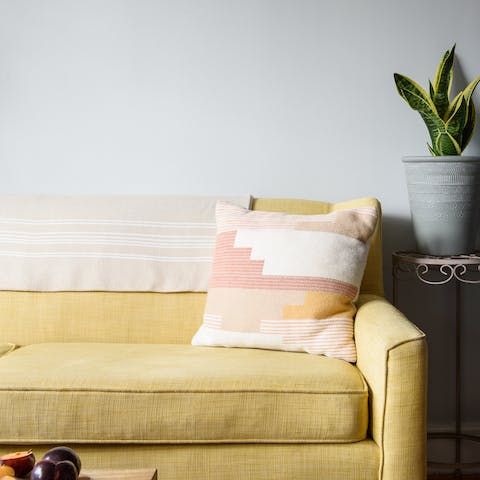 A daffodil coloured sofa 