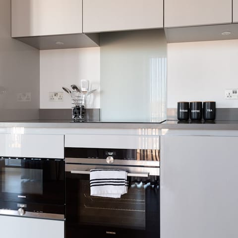 sleek kitchen with modern appliances 