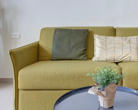 The comfy lime green sofa