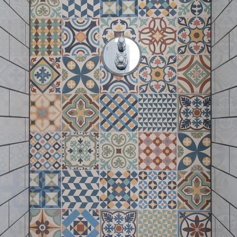 characterful Moroccan bathroom tiles 