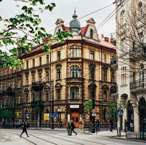 Take an eight minute stroll to the bustling heart of Kraków