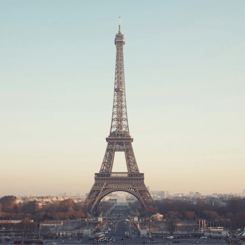 Start your Parisian getaway with a stroll to the Eiffel Tower