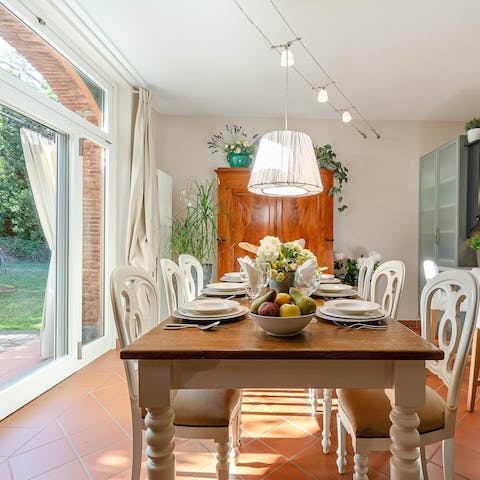 Gather around the elegant dining table for an intimate feast